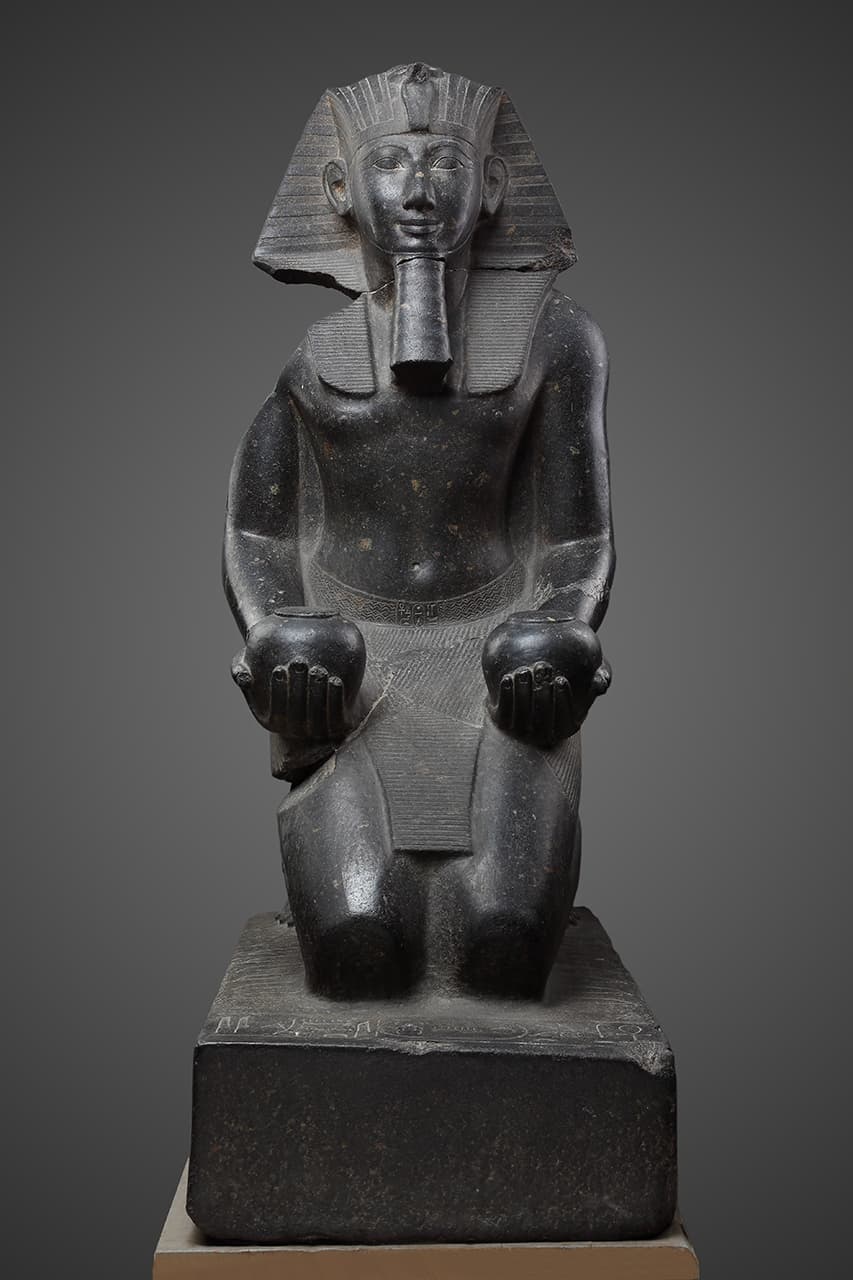 Diorite Statue of Thutmose III, Kneeling with Nu-Jars in his Hands
